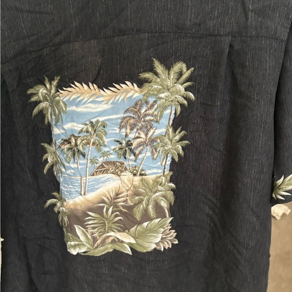croft and barrow 2xlt Tops Button Down Shirt Men’s Gray With Beach Graphic Print - Picture 3 of 10